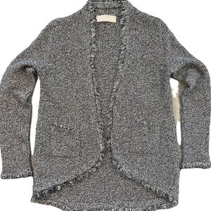 Gray Metallic Zara Open front Cardigan Fringe Edge Festive Holiday Christmas M